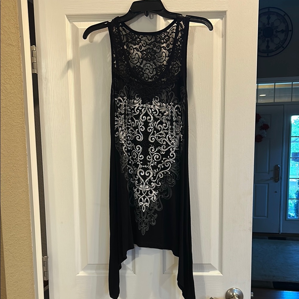 Elegant Black and White Lace Dress